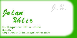 jolan uhlir business card